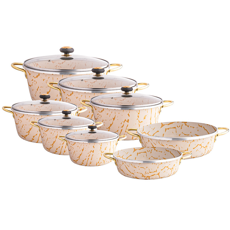 سرویس قابلمه و تابه گرانیتی ۱۴ پارچه سورنا مدل ۴۵۵